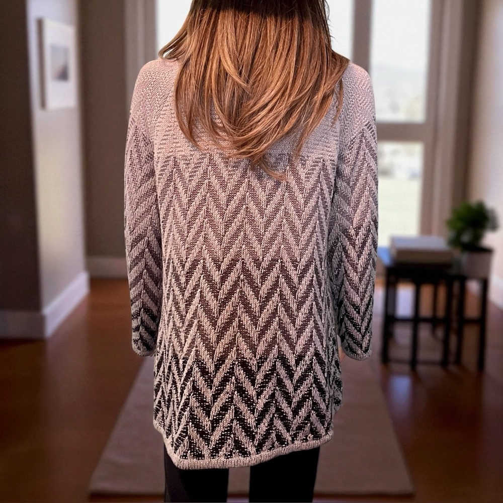 JM Collection Chevron Chunky Knit Cardigan. Size PM - Picture 8 of 11